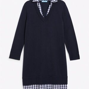 Draper James Wool and Cotton Combo Sweaterdress in Navy Size 1X NWT
